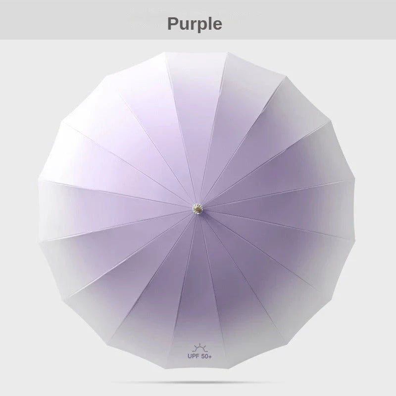 Gradient sun umbrella with durable fiberglass and aluminium construction, providing excellent UV protection and wind resistance for British weather