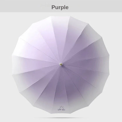 Gradient sun umbrella with durable fiberglass and aluminium construction, providing excellent UV protection and wind resistance for British weather