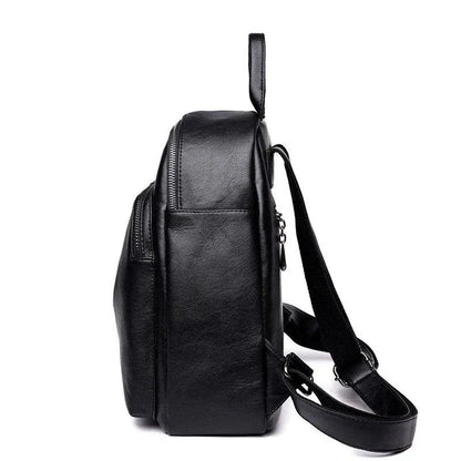 Elegant Korean PU Leather Backpack in a sleek, vertical square design with colour contrast details