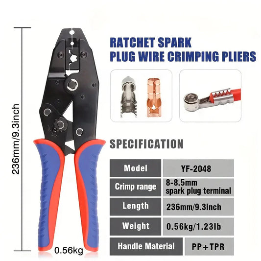 Premium crimping pliers with European-style handles and carbon steel construction for precise, professional-grade terminal crimping