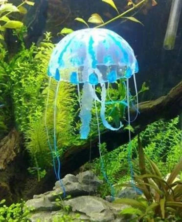 Premium glow-in-the-dark silicone jellyfish ornament with lifelike tentacle movements for aquarium or home décor