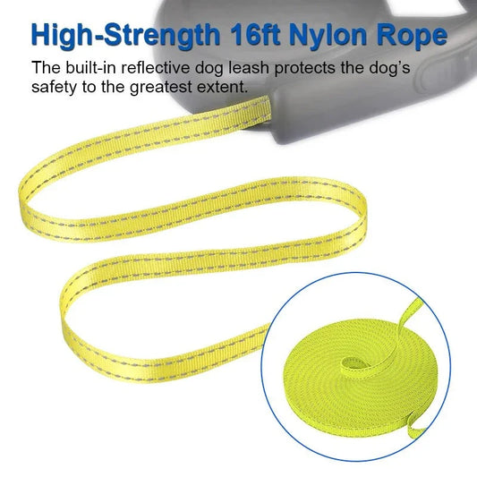 5 metre retractable dog leash with reflective strip, suitable for dogs up to 20 kg