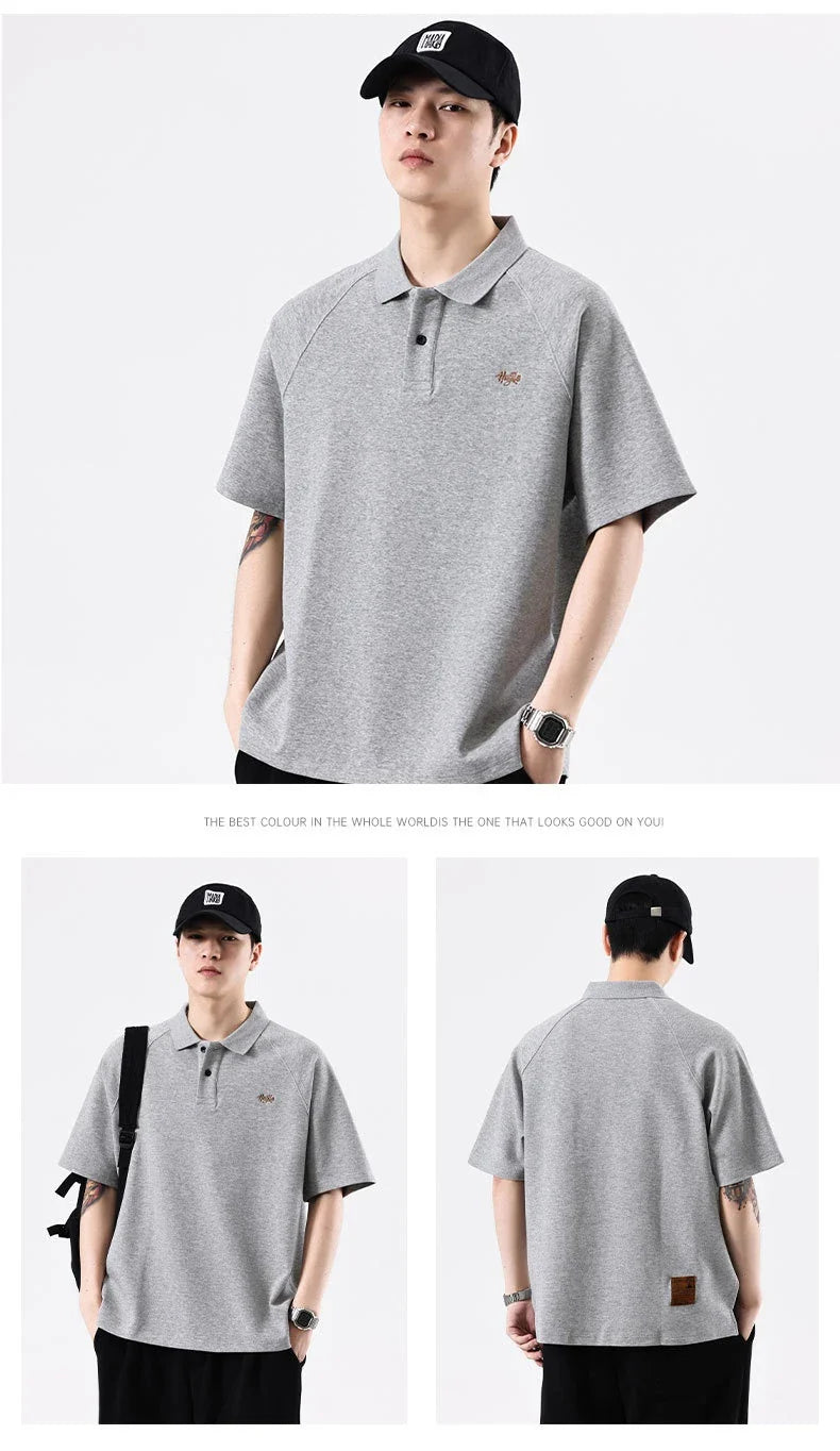 Stylish everyday raglan t-shirt for men in white, dark brown, and melange grey colours