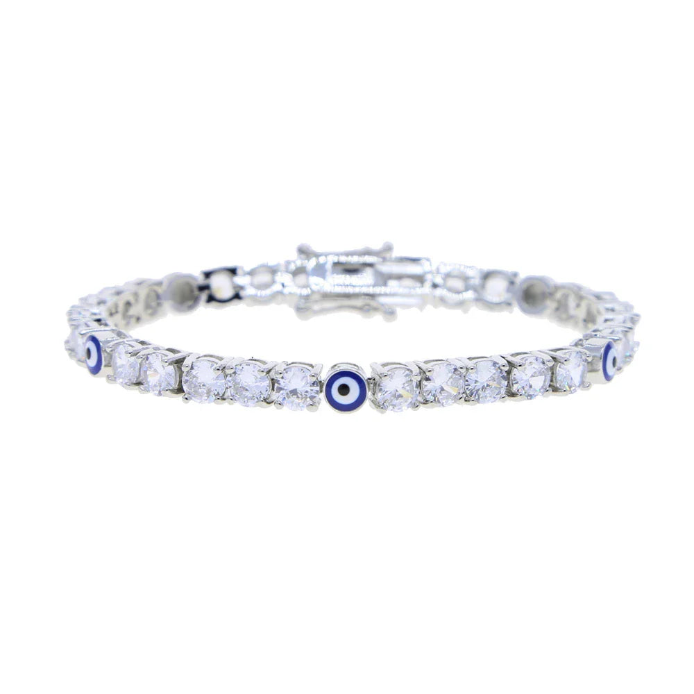 Elegant 5mm zircon tennis bracelet in silver or gold with adjustable length options