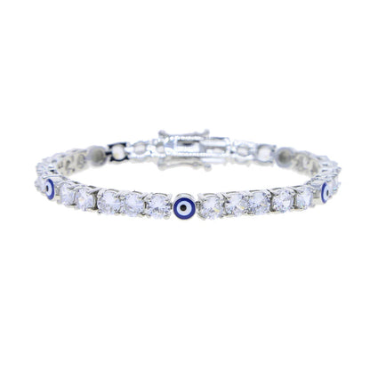 Elegant 5mm zircon tennis bracelet in silver or gold with adjustable length options