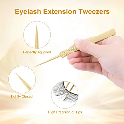 Premium Precision Fibre Tip Eyelash Extension Tweezers in Black with Straight Design