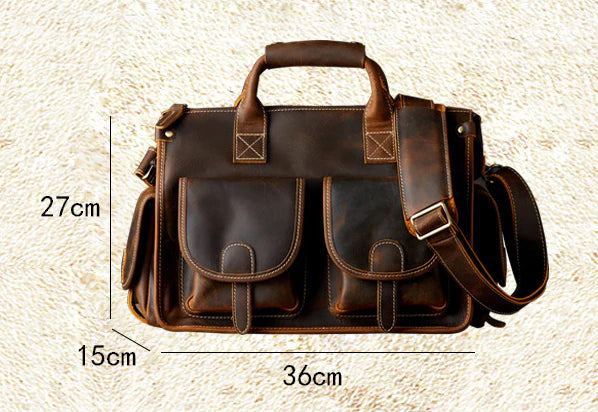 Trendha Men's Personality Leather Postman Handbag - A premium full-grain leather bag with a timeless British design, perfect for the modern gentleman
