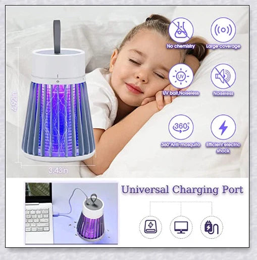 A versatile mosquito killer lamp that uses blue-violet light to attract and zap flying insects like mosquitoes, flies, and moths.