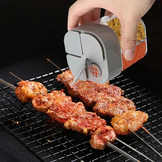 Versatile 4-in-1 Camping Seasoning Shaker with four separate compartments for organising spices and seasonings
