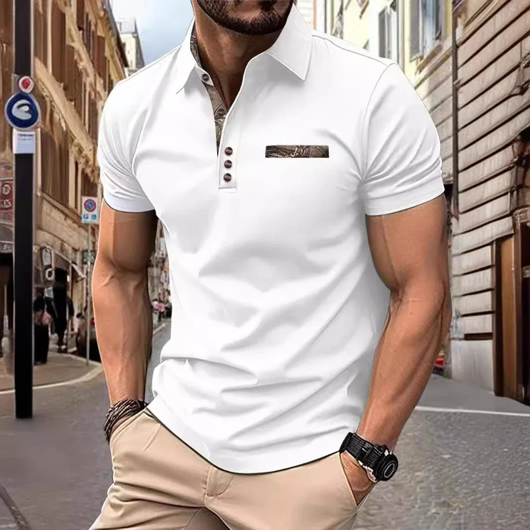 Premium short-sleeve sports shirt for men, featuring a button-down design and breathable, durable polyester fabric