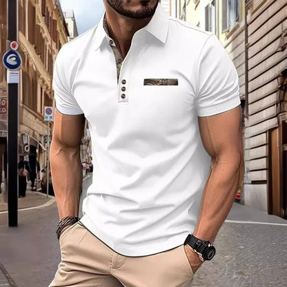 Premium short-sleeve sports shirt for men, featuring a button-down design and breathable, durable polyester fabric