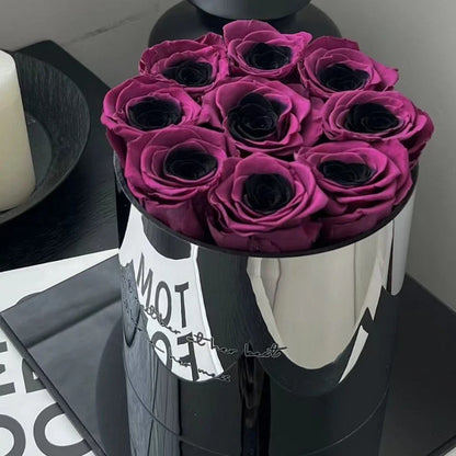 Elegant black plum bow flower pot with preserved plum blossoms, a sophisticated and long-lasting home decor piece