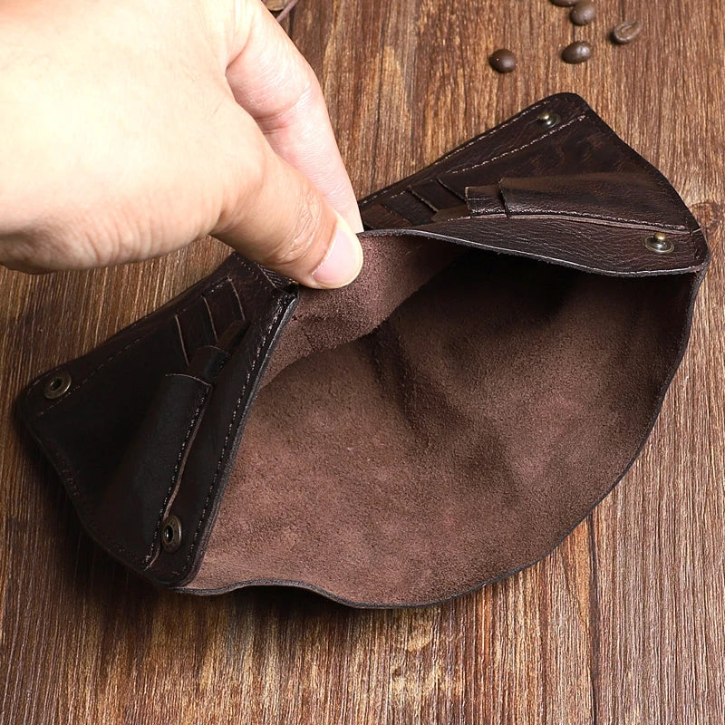 Classically Crafted Premium Leather Wallet in Dark Coffee Colour with Pleated Design