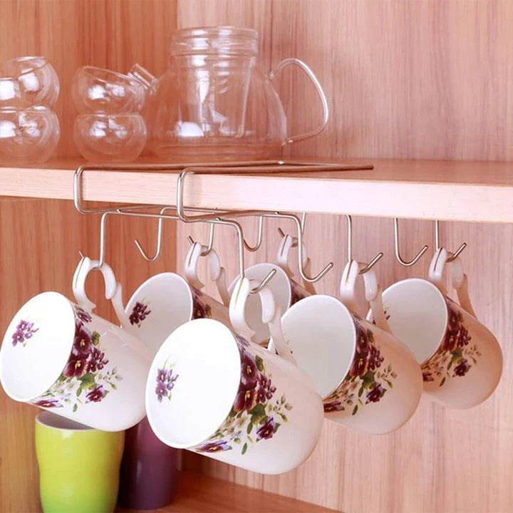 Premium large capacity stainless steel mug rack with 10-mug storage capacity, sleek and durable design for modern kitchen organisation