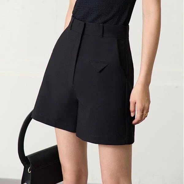 Stylish casual straight shorts in classic black and chic apricot colours, featuring a premium twill fabric blend for comfort and durability.