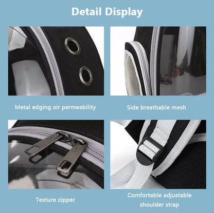 Luxury cat space capsule backpack with transparent design for stylish pet transport