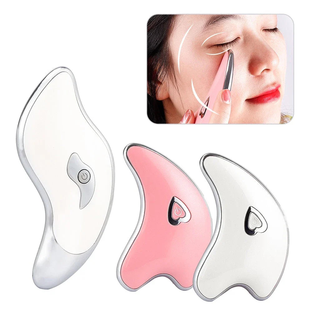 Electric Guasha Face and Neck Vibration Massager with Micro-Current Ion Technology for Skin Rejuvenation