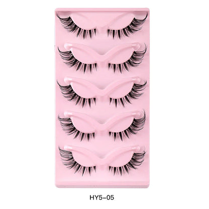 Pair of 3D cat eye and fox eye false eyelashes made from high-quality synthetic fibres for a natural, voluminous look