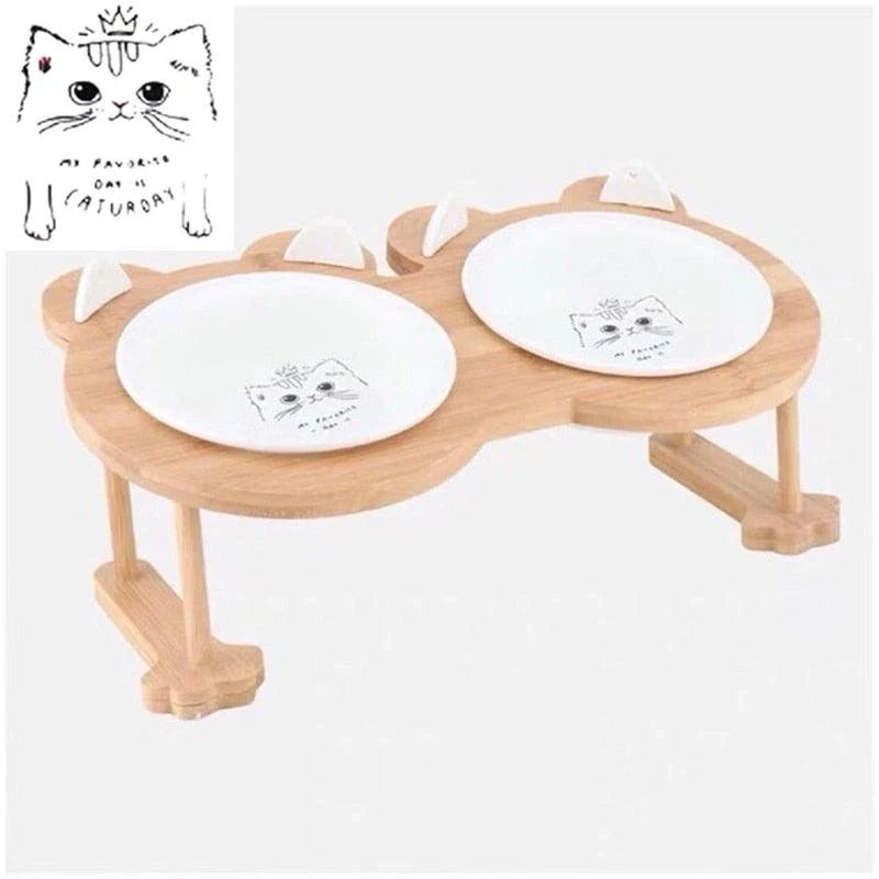 Ceramic Pet Bowl with Tilted Base in various colours, designed for comfort and style