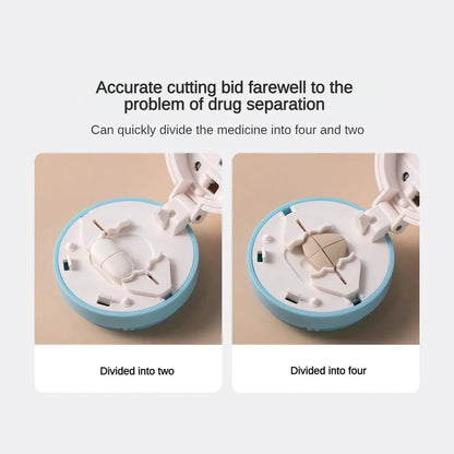 Portable 2-in-1 Pill Box with Pill Cutter, a compact and versatile medication organiser with cutting capabilities
