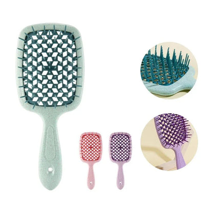 DetanglePro Air Cushion Hair Comb in vibrant colours, designed to effortlessly detangle and smooth all hair types