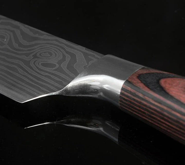 A set of three Japanese-style chef knives with stainless steel blades and ergonomic handles, perfect for slicing, dicing, and mincing in the kitchen.