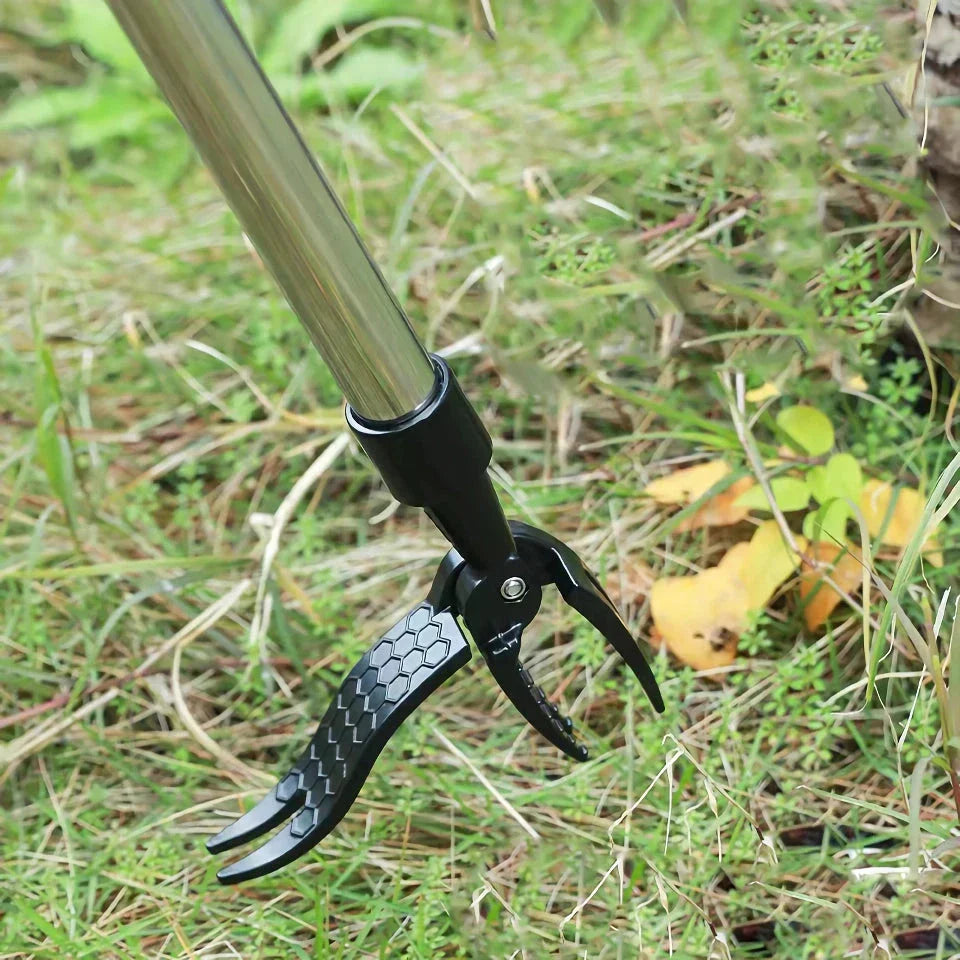 Aluminium Stand-Up Weed Puller with Long Vertical Handle for Effortless Gardening