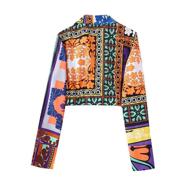 Premium floral printed blouse and skirt set for women with tailored fit and high-quality polyester fabric