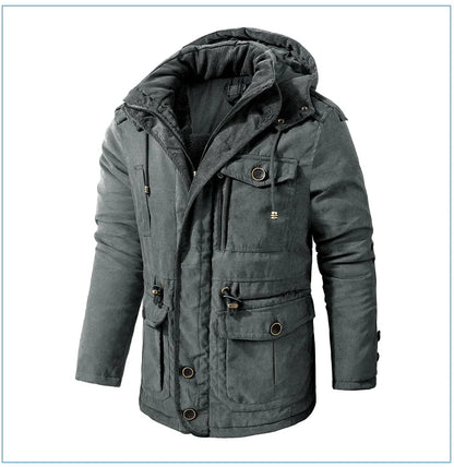 A premium fleece-lined and cotton-padded winter coat for plus-size men, available in a range of classic colours.