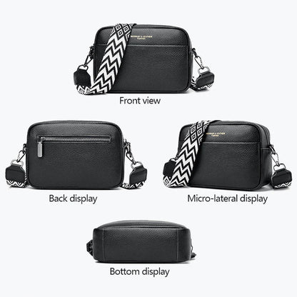 Premium leather crossbody bag with rhombus embroidered strap in multiple colour options for women