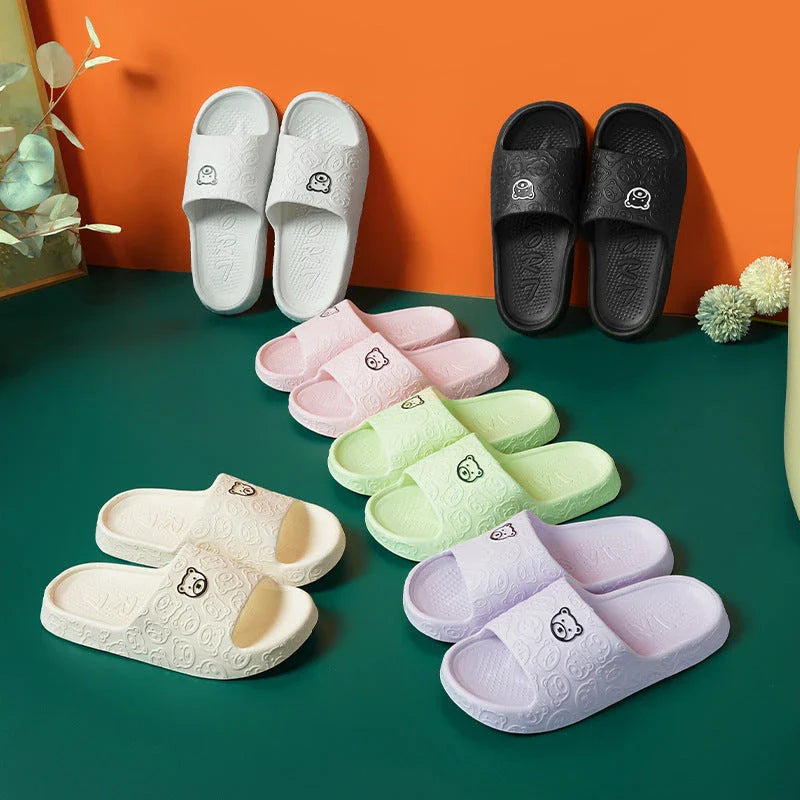 Soft, cosy bear-themed slippers with non-slip soles for comfortable indoor wear
