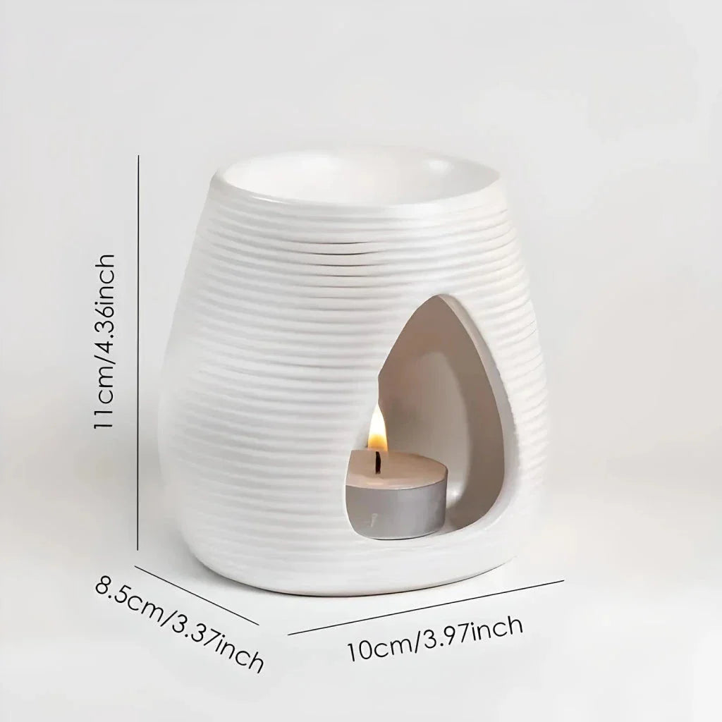 Trendha Porcelain Aroma Diffuser and Candle Holder in white and black finishes, featuring a minimalist design for stylish home decor and relaxing aromatherapy
