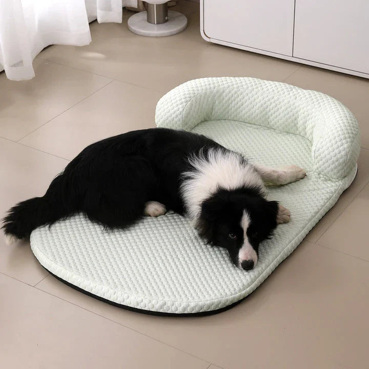 A breathable, ice-filled pet cooling mat in a variety of stylish colours for use in kennels, beds, or anywhere your pet lounges.