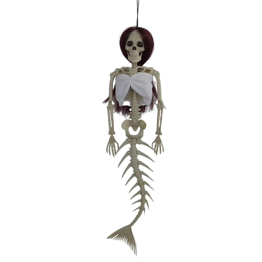 Mermaid bone pendant decoration in brown, dark purple, burgundy, and lake blue colours, ideal for Halloween outdoor courtyard displays