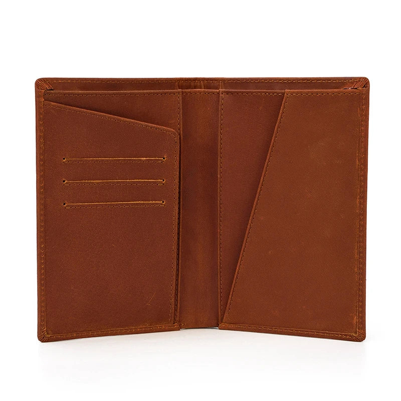 Premium black leather passport wallet with multiple compartments and slots for secure storage and organisation