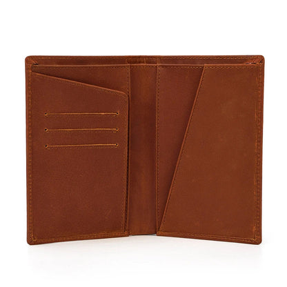 Premium black leather passport wallet with multiple compartments and slots for secure storage and organisation