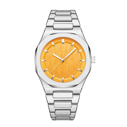 Sophisticated octagonal dial men's watch with stainless steel case and mineral-reinforced glass crystal