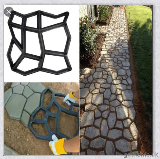 Durable, reusable DIY paving mould for creating custom garden paths, patios, and walkways in a variety of patterns