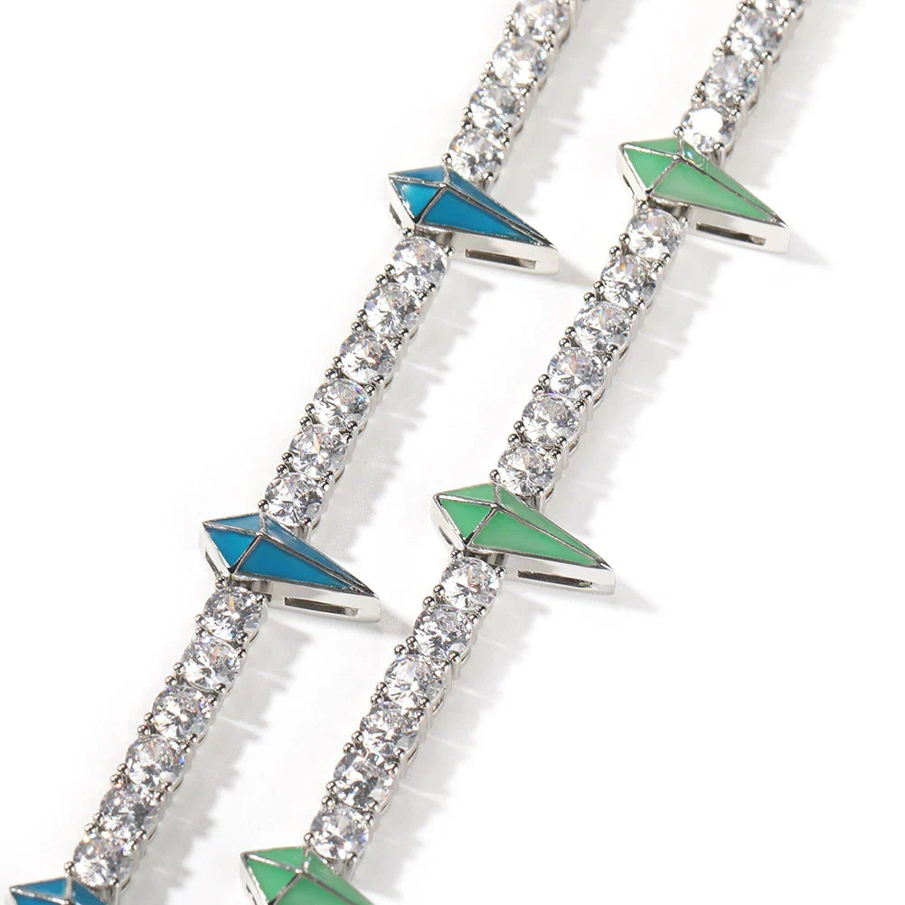Premium men's copper necklace with zircon stones in a geometric design, available in various lengths and colours