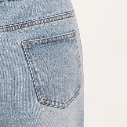 High-waisted wide-leg denim trousers in a stylish blue colour, featuring a comfortable and flattering fit