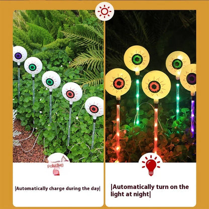 Colourful solar-powered Halloween eyeball garden lamp with weatherproof design