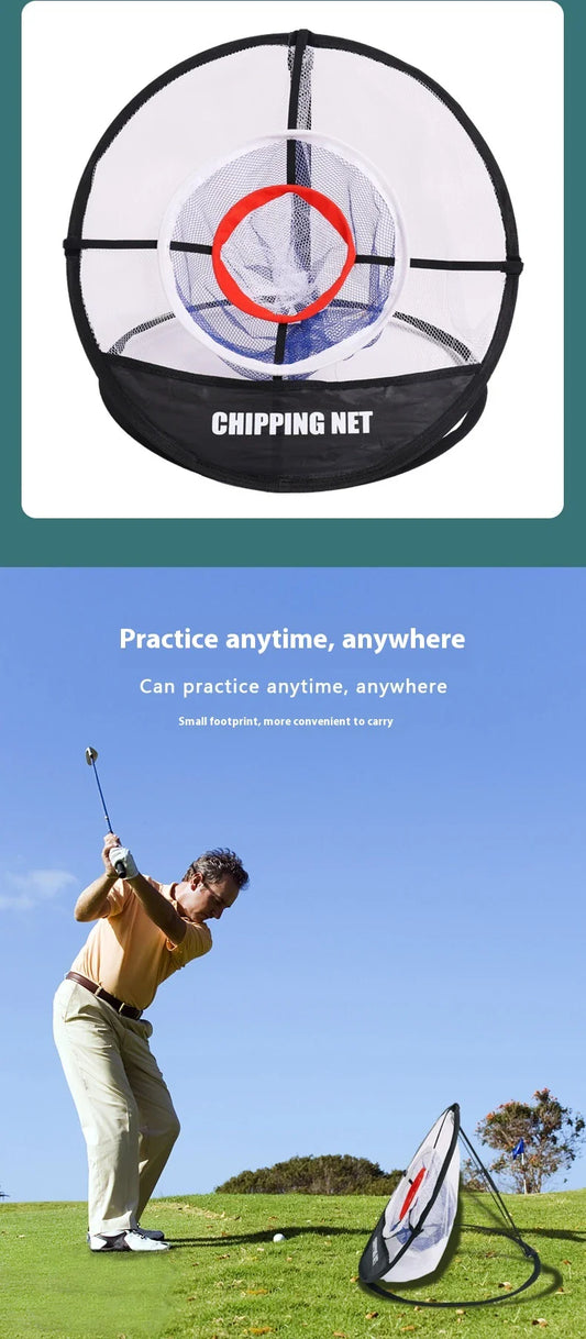 Foldable golf practice net made of premium nylon material for indoor and outdoor use