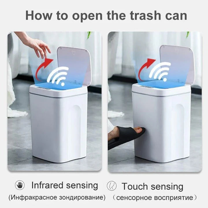 Sleek and Smart 16L Intelligent Trash Can in grey with hands-free sensor for effortless waste disposal