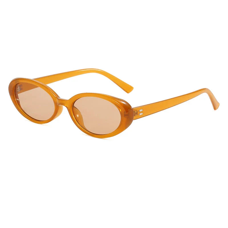 Oval-shaped women's sunglasses in a white and grey colour, offering UV protection and a stylish, retro-inspired design.