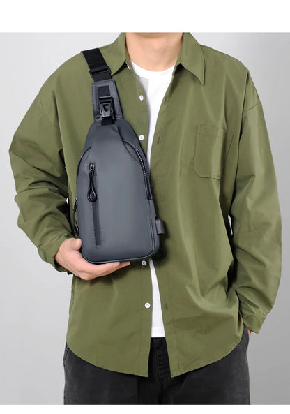 Versatile blue sling crossbody backpack for men with adjustable strap and spacious interior