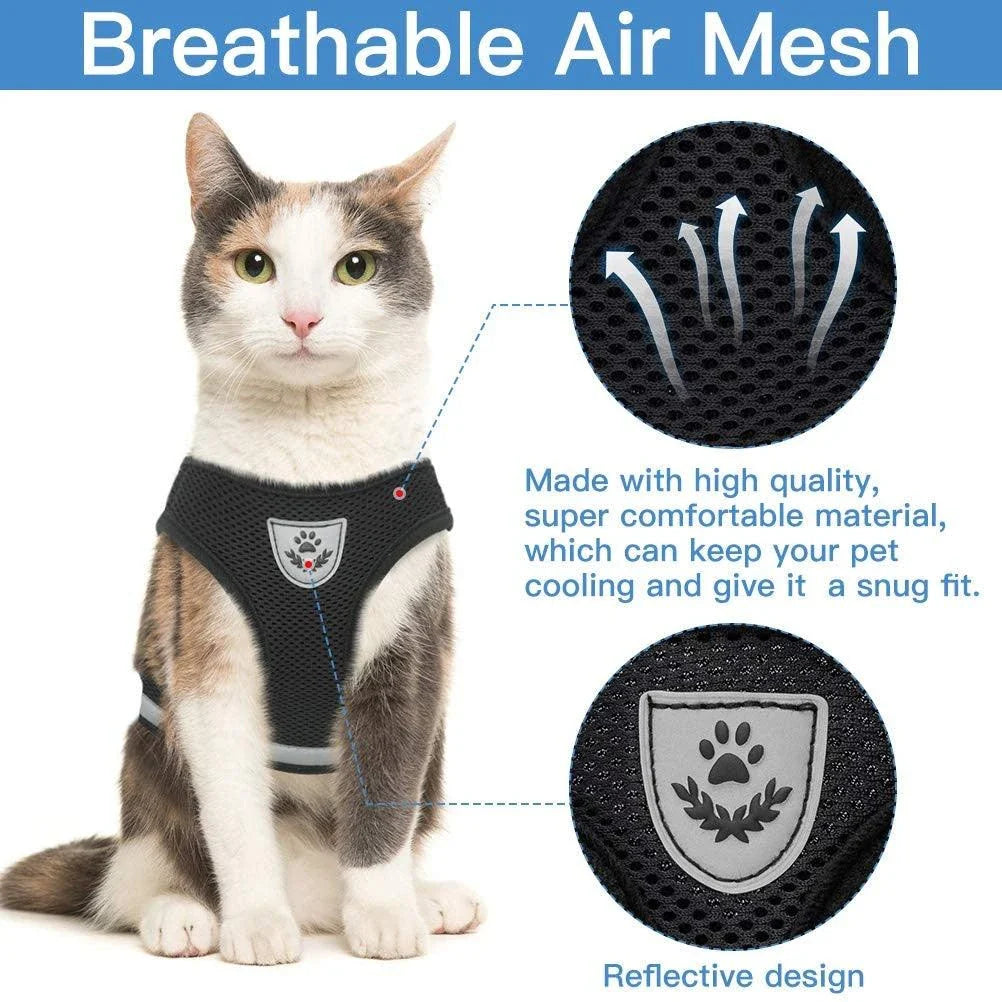 Premium Breathable Pet Harness with Reflective Trim - Comfortable and Durable Design for Outdoor Adventures with Your Pet