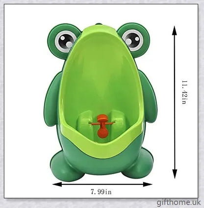 Frog-shaped potty training urinal with flexible target for toddler boys