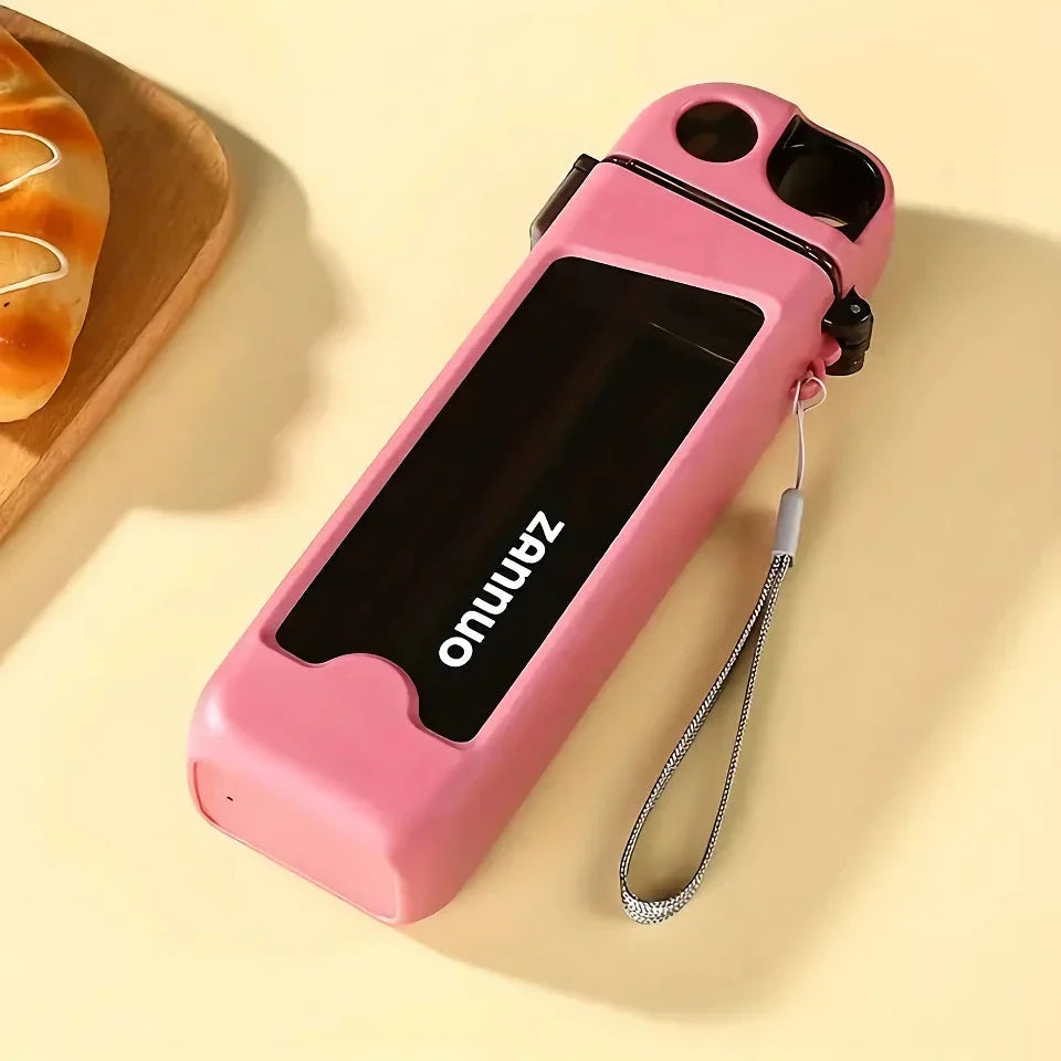 Stylish and leak-proof 350ml plastic sports water bottle with lockable lid and measurement markings