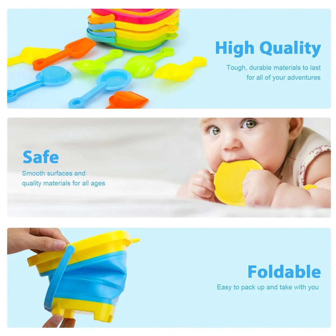 Collapsible Silicone Beach Bucket for Kids - Portable and Durable Summer Essential