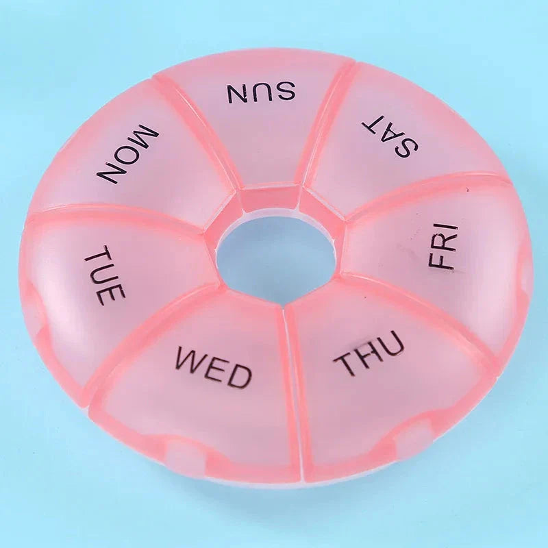 Compact 7-Day Pill Organiser with Yellow Lid - Portable Travel Case for Tablets and Medications